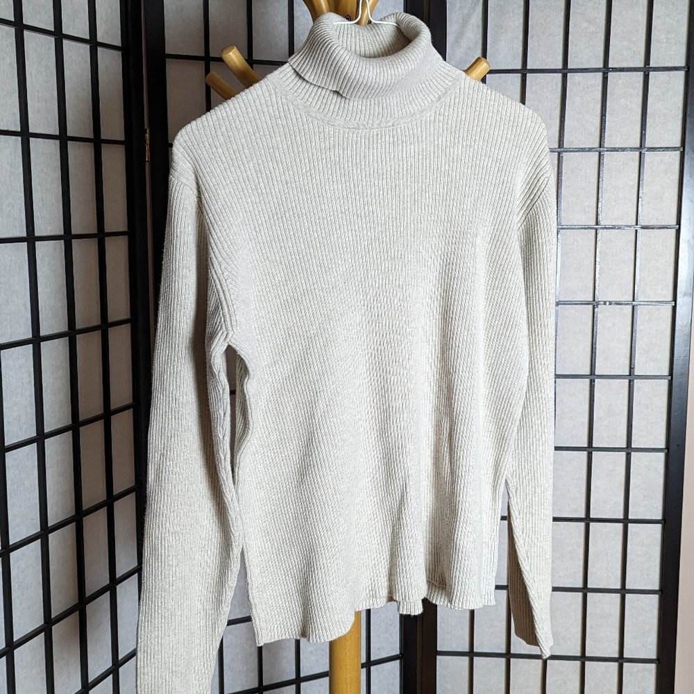 2/40 Tan Eddie Bauer turtleneck ribbed sweater